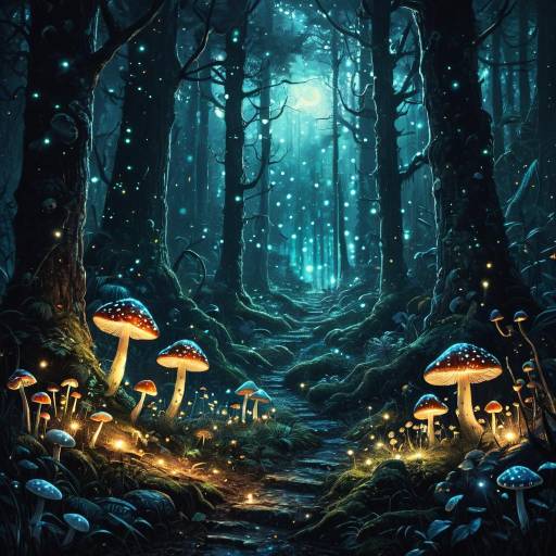 Enchanted Forest with Glowing Mushrooms