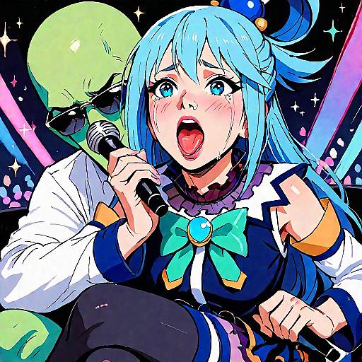 Anime Fan Singing with Emotion