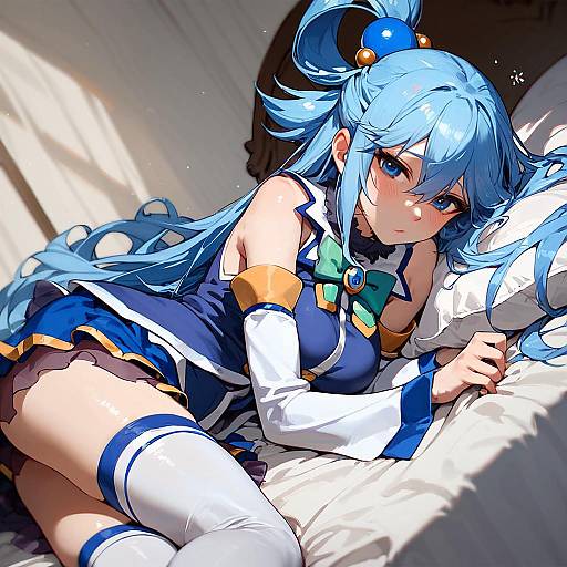 Aqua from Konosuba in Cozy Bedroom