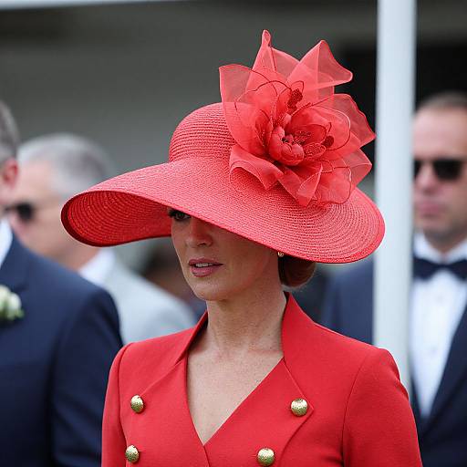 Elegant Woman in Red Derby Attire