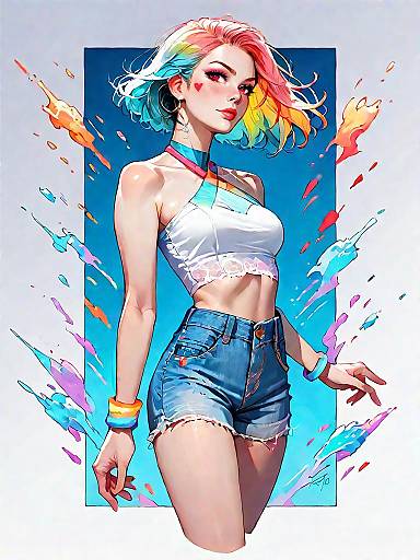 Realistic Comic Woman in Summer Outfit