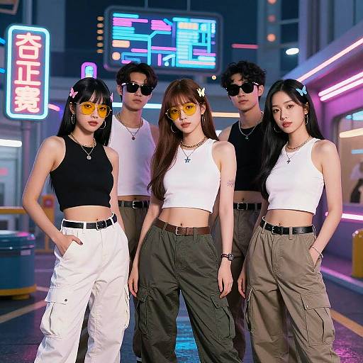 Asian Y2K Retro-Futuristic Group Style