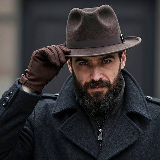Bearded Man in Dark Attire Portrait