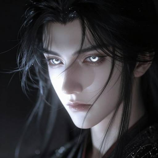 Mysterious Silver-Eyed Fantasy Portrait