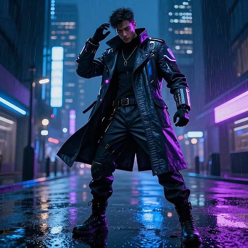 Cyberpunk Male in Neon Cityscape