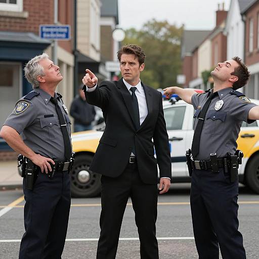 Dynamic Street Scene with Three Men