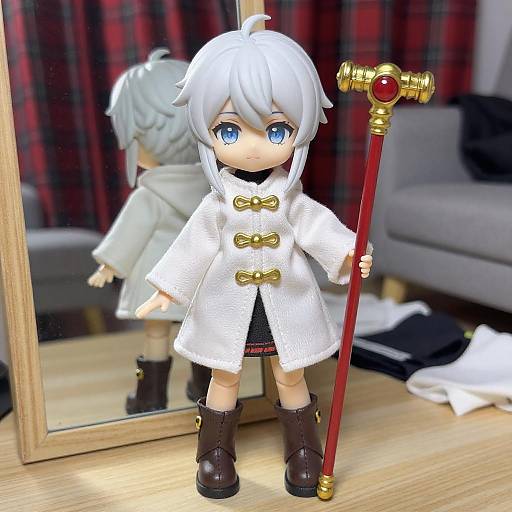 Anime Doll with Staff by Mirror