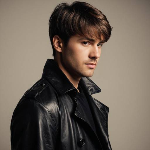 Man in Black Leather Trench Coat Studio Portrait