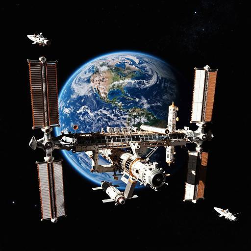 Space Station Orbiting Majestic Planet