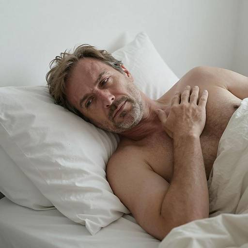 Contemplative Man in Soft Blue Light