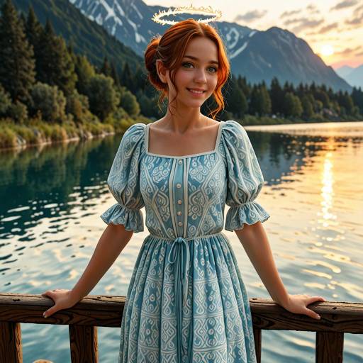 Serene Sunset with Cheerful Young Woman
