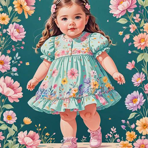 Toddler Girl in Pastel Floral Dress