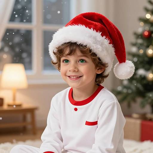 Joyful Boy in Festive Pajamas