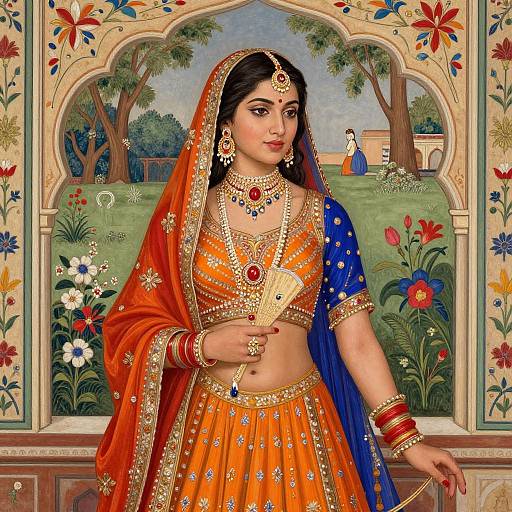 Regal South Asian Woman in Mughal Style