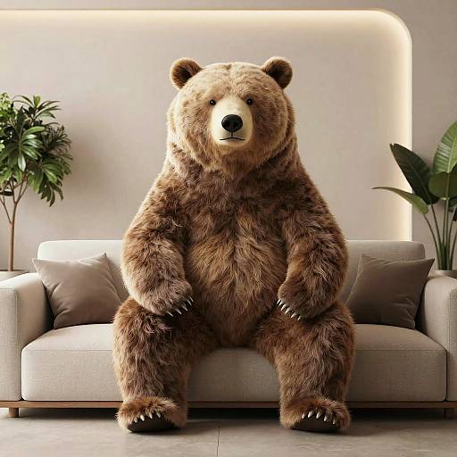 Bear on Minimalist Modern Couch
