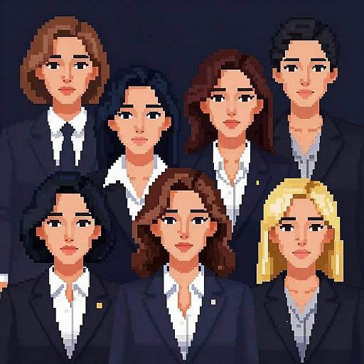 Cyberpunk Pixel Portraits of Female Executives