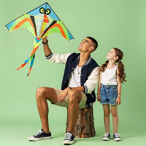 Cheerful Young Duo with Kite