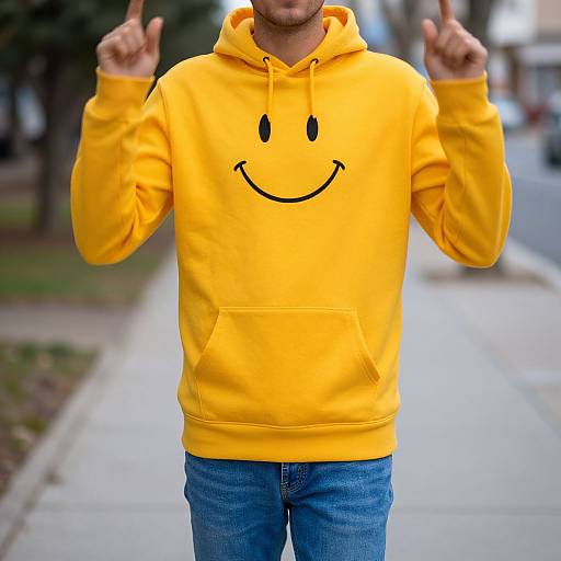 Man in Yellow Hoodie Smiling