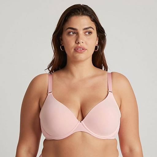 Plus Size Woman in Pink Bra