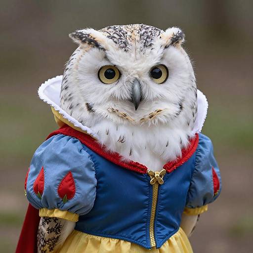 Heartwarming Owl Dressed as Snow White