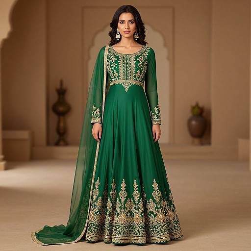 Realistic Green Anarkali Suit Portrait