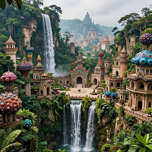Epic Ancient City with Waterfalls