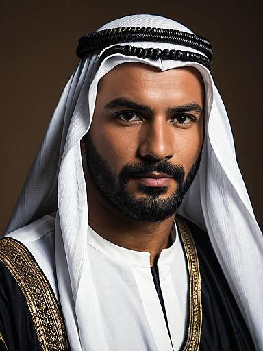 Realistic Dark-Skinned Arabian Male Portrait