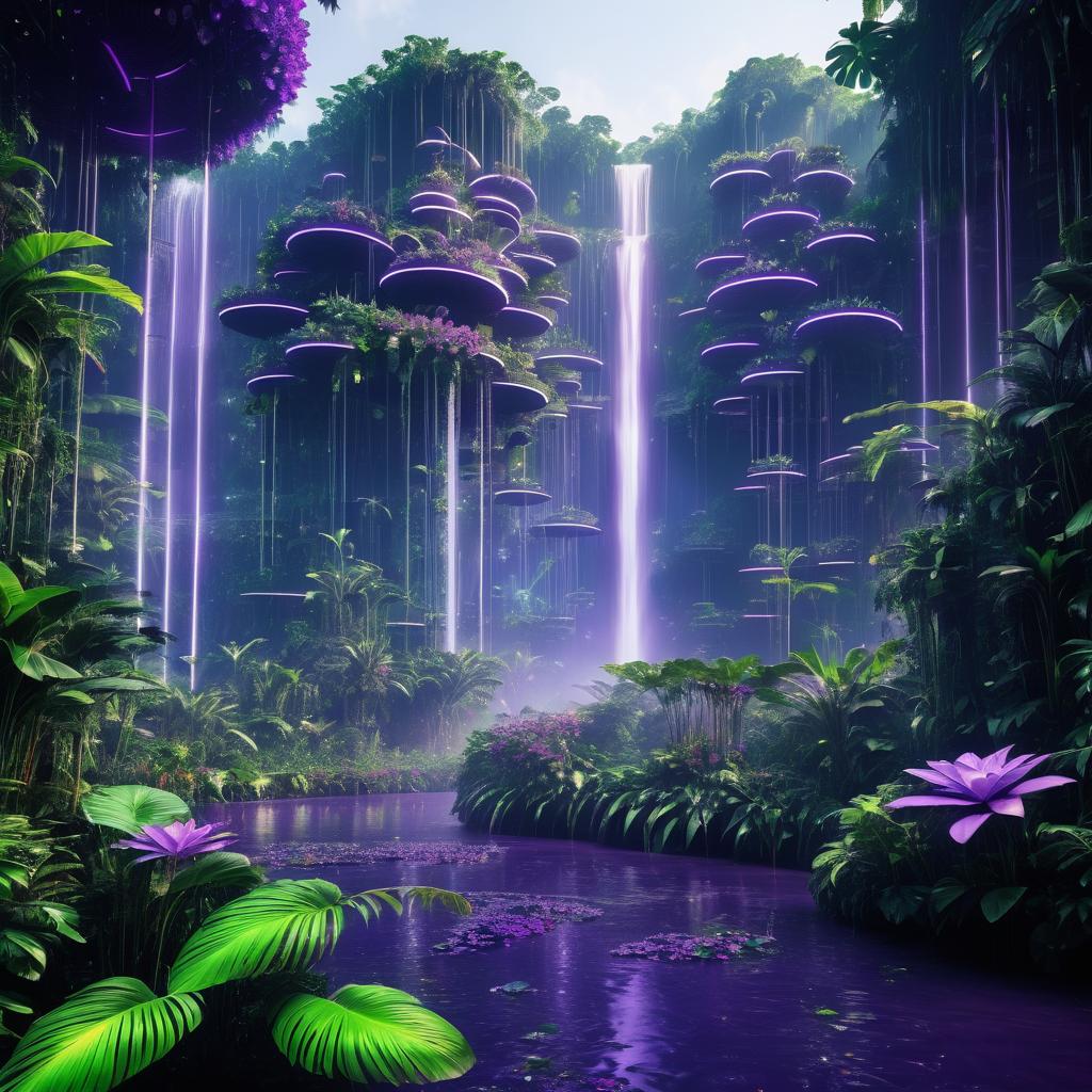 Futuristic Jungle with Geometric Flora