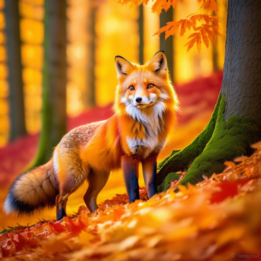 Elegant Red Fox Amidst Autumn Leaves