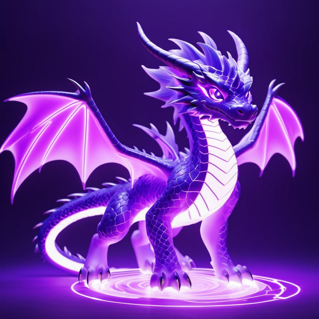 Radiant Cute Purple Dragon Illustration