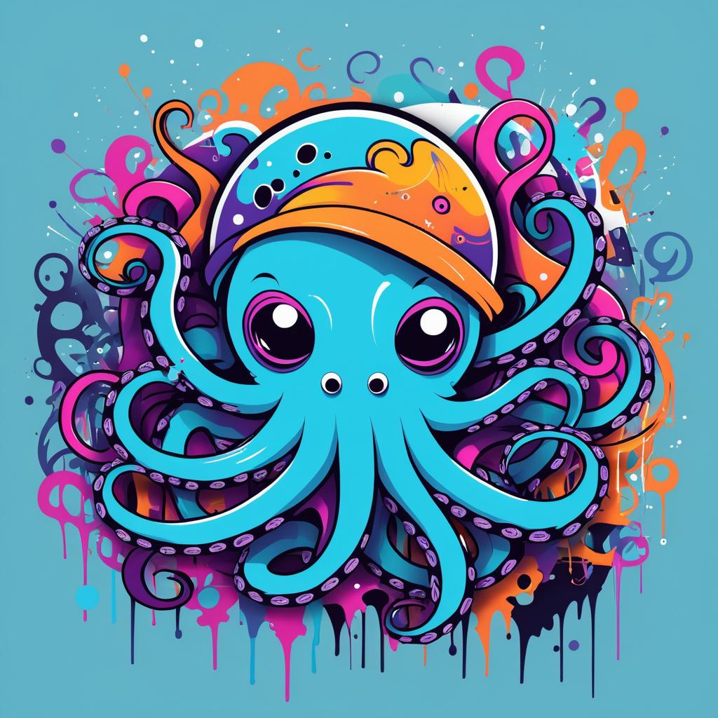 Abstract Octopus with Graffiti Style