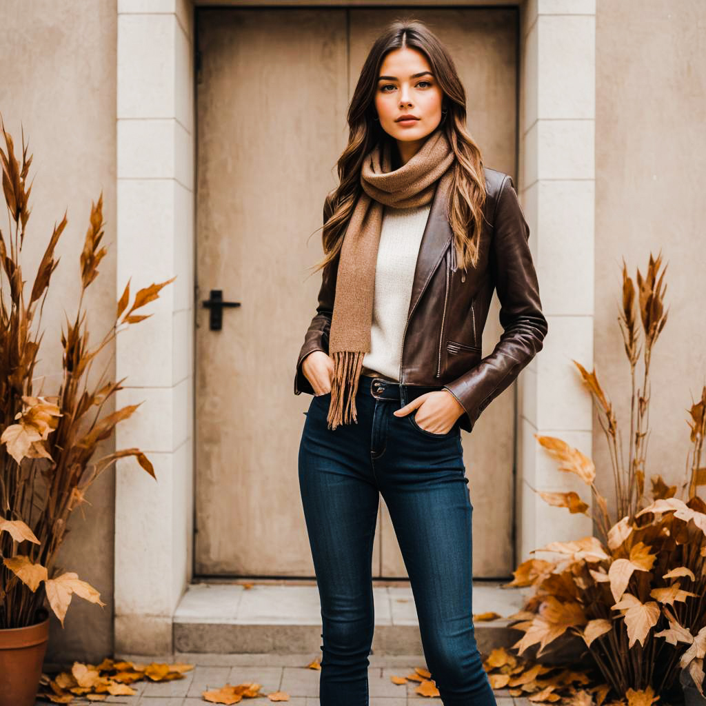 Cozy Autumn Fashion Portrait of Young Woman