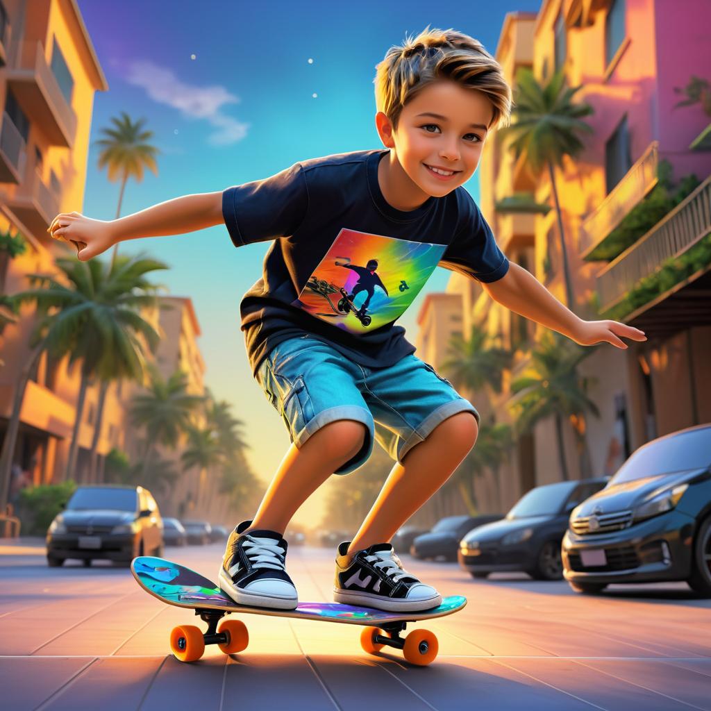 Energetic Skateboarder in Urban Vibes