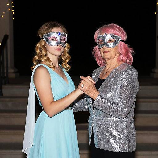 Elegant Night Dance with Masked Duo