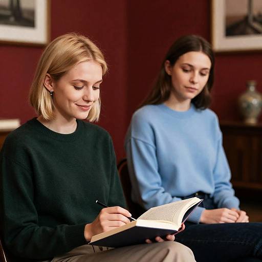 Two Women in a Cozy Red Room