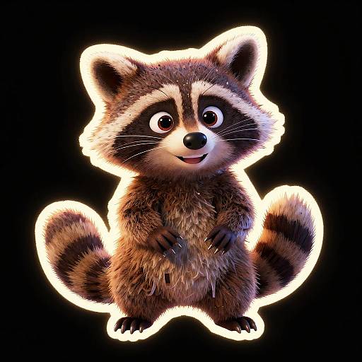 Bold Raccoon Pixar Style Sticker