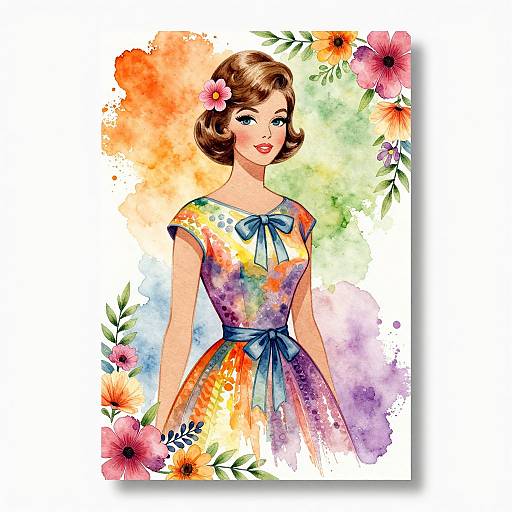 1960s Woman Watercolor Invitation