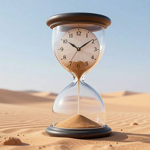 Surreal 3D Hourglass with Floating Clock