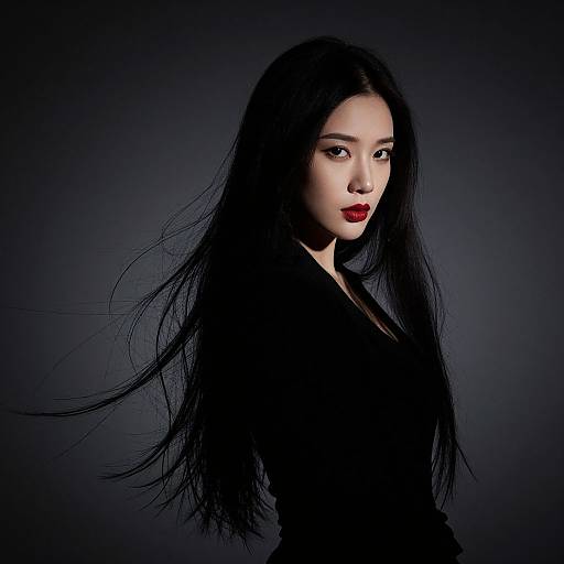 Sultry Oriental Woman Ink Splash Silhouette