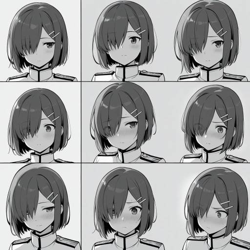 Monochrome Admiral Kancolle Girl Portrait