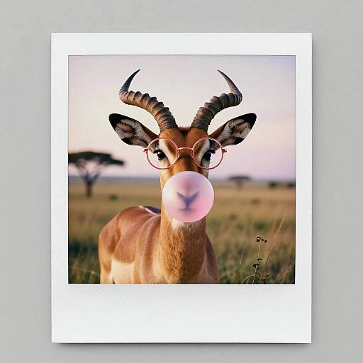 Retro Polaroid Antelope with Bubblegum
