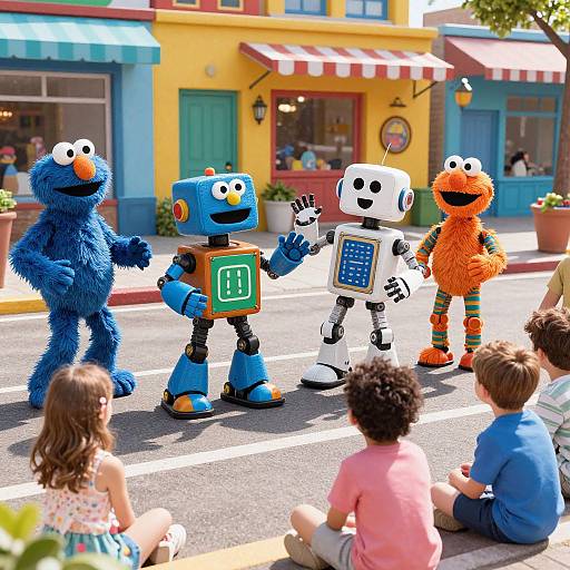 Sesame Street Robots with Children