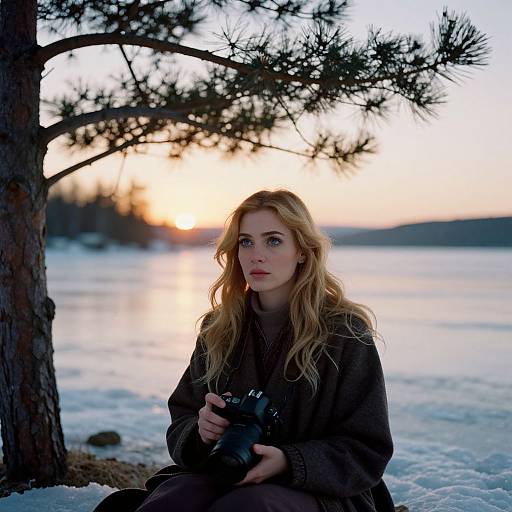 Arctic Sunset Portrait of Enchanting Woman