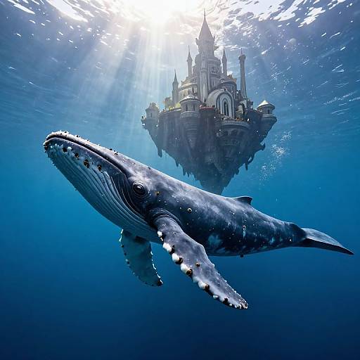 Colossal Obsidian Whale and Underwater Castle