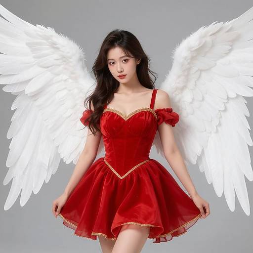Female Angel in Red and Gold