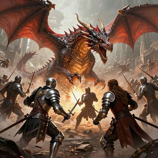 Epic Dragon Battle with Adventurers