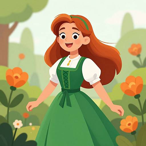 Cheerful Irish Woman Among Orange Flowers