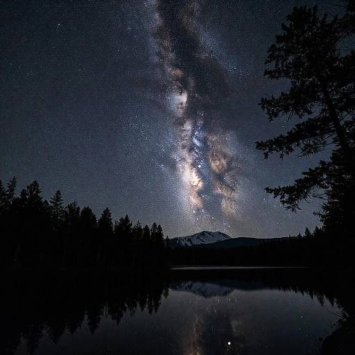 Milky Way Over Mountain Lake at Night