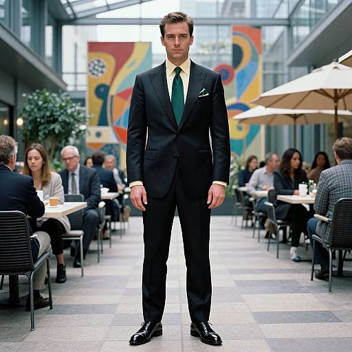 Elegant Man in Modern Atrium