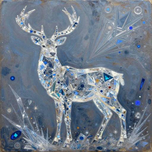 Expressionistic Crystal Deer Painting